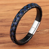 High-Quality Braided Leather Bracelet – Lattice Design with Stainless Steel Magnetic Clasp | Unisex Friendship Jewelry Gift