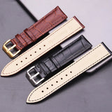 Genuine Cowhide Leather Watchbands – Durable Wrist Straps for Men and Women in Black and Brown | Sizes 18mm to 24mm with Steel Buckle