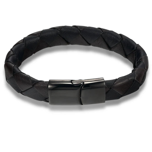 Men's Vintage Handmade Braided Leather Bracelet – Black/Brown, 19/21CM | Summer Fashion Accessory