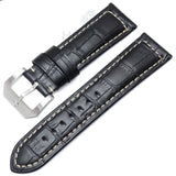 Genuine 24mm Leather Watchbands for Women in Brown and Black, Metal Pin Buckle Strap, Watch Accessories