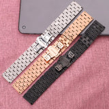 Solid Stainless Steel Watch Bands - Men's & Women's Silver, Black, Rose Gold Bracelets with Deployment Clasp, 20mm to 26mm