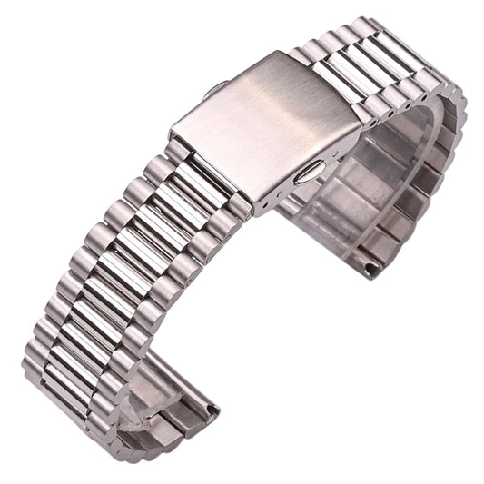 Women's Stainless Steel Bracelet Watchbands - Silver & Gold Double Clasp Straps, 12mm to 20mm Sizes