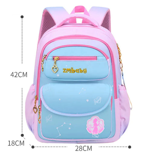 Orthopedic School Backpack for Girls: Featuring a Cute Pink and Blue Book Bag, Waterproof for School Needs