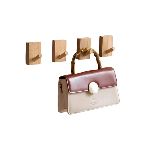 Nordic Style Wooden Wall Hanger: Coat Hooks with Key Holder and Storage