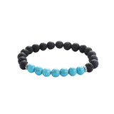 7 Chakra Natural Stone Bracelet – Black Matte Lava Beads for Healing & Balance