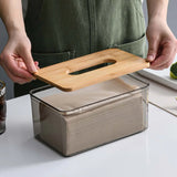 Nordic Style Bamboo Tissue Box: Creative Household Solution for Living Room or Restaurant, with Transparent Storage