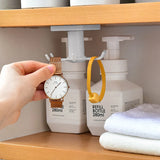 Self-Adhesive Kitchen Storage Rack: Rotate Shelf with Hanging Hooks, Ideal for Cupboards, Bathrooms, and Walls