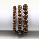 Men's Natural Stone Tiger Eye Bracelet – 6/8/10mm Beads with Buddha & Black Lava | Minimalist Yoga Meditation Jewelry