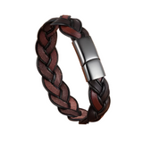 Men's Fashion Braided Brown Leather Bracelet – Stainless Steel Magnetic Clasp | Charm Bangle Wristband Gift