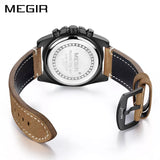 MEGIR Brown and Black Leather 24mm Watch Strap Bracelet Belt