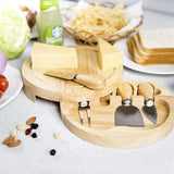 Cheese Slicer and Cutting Board Set: Stainless Steel with Wooden Handle, Includes Cutting Board, Knives, Fork, and Shovel