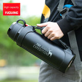 Stainless Steel Military Water Bottle - Portable Travel Thermos for Tea and Coffee, Large Cup Mugs, 1200/1900ML