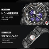 Men's Sports Watch – Waterproof Silicone Military Wristwatch with Digital Dual Display and Stopwatch