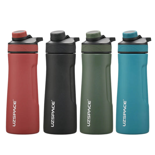 UZSPACE Stainless Steel Vacuum Thermos Flask: Portable Leakproof Travel Mug with 2 Lid Styles and Handgrip