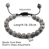 Men's 8mm Tiger Eye Stone Beads Bracelet – Adjustable Braided Rope with Natural Lava Rock | Yoga Healing Balance Jewelry