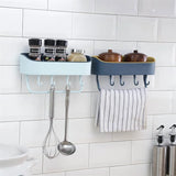 Punch-Free Bathroom Shelves: Storage Rack with Hooks, Space-Saving Towel Holder