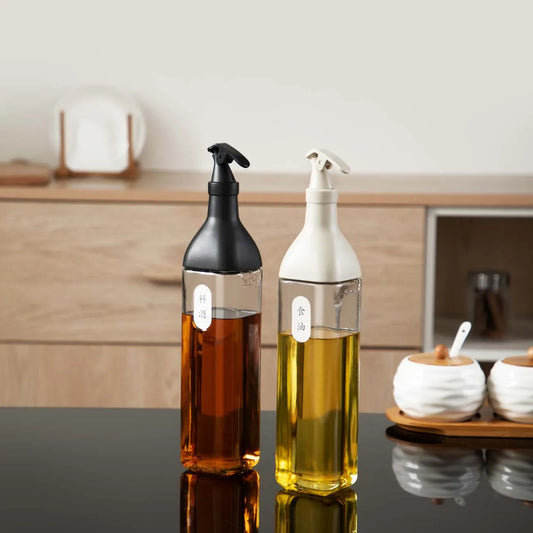 Leak-Proof Kitchen Oil Dispenser: Soy Sauce and Sesame Oil Glass Bottles