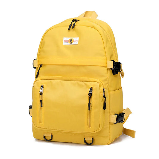 Waterproof School Backpack with USB Port: Large Yellow and Black Book Bag Suitable for Teenage Boys and Girls