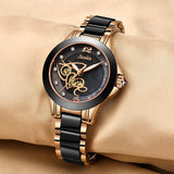 LIGE Women's Ceramic Bracelet Waterproof Watch: Creative and Elegant Timepiece for Women