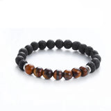 7 Chakra Natural Stone Bracelet – Black Matte Lava Beads for Healing & Balance