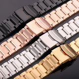 Stainless Steel Watch Band: 18mm, 20mm, 22mm, 24mm Link Strap in Blue, Black, Gold