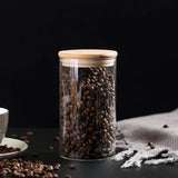 Glass Food Container with Bamboo Lid: Sealed Container for Grains, Coffee Beans, and Kitchen Organization