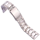 Solid 316L Stainless Steel Watch Band – Silver & Black Metal Bracelet for Men | 18mm, 20mm, 22mm, 24mm Straight End Design