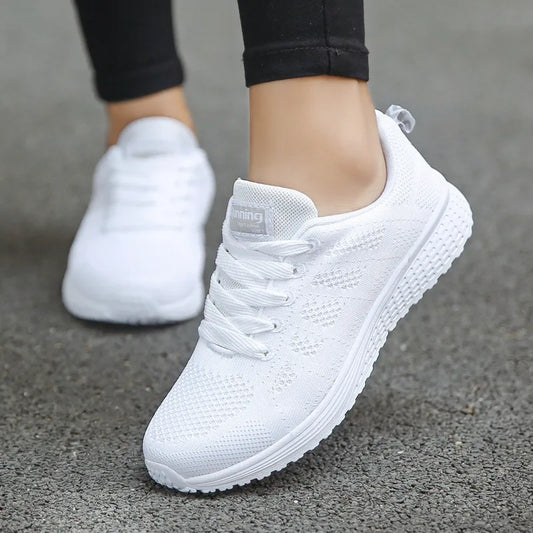 Women's Casual Sneakers: Stylish, Breathable Mesh Flats for Walking and Gym