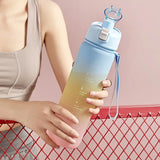 1000ml Leakproof Water Bottle with Time Scale Reminder and Bounce Cover, Ideal for Outdoor Sports and Fitness