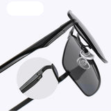 High-End Square Polarized Sunglasses for Men: Luxury Aluminum Magnesium Frames, Fashionable Mirror Blue Lenses, UV400 Protection Ideal for Driving