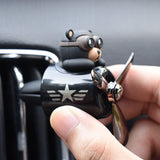 Car Air Freshener in Bear Pilot Design with Rotating Propeller, Stylish Vent Perfume Diffuser Clip