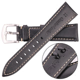 Genuine Smooth Leather Watchbands – Available in Black and Dark Brown, Sizes 18mm to 24mm | Strap with Stainless Steel Silver Buckle