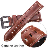 Vintage Cowhide Leather Watchband – Genuine Leather Straps for Men and Women in 20mm, 22mm, 24mm, Available in Black, Dark Brown, and Red