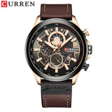 CURREN Men's Sports Luxury Watch: Chronograph, Military Style, Genuine Leather, Waterproof Wristwatch, Masculine Timepiece