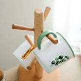 Wooden Tree-Shaped Cup Rack: Countertop Storage Holder with 6 Hooks, Ideal for Tea Cups, Mugs, and Jewelry