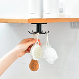 Self-Adhesive Kitchen Storage Rack: Rotate Shelf with Hanging Hooks, Ideal for Cupboards, Bathrooms, and Walls