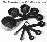 Set of 5 or 10 Black Plastic Measuring Spoons: Essential Teaspoon Scoops for Precise Cooking Measurements