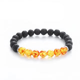 7 Chakra Natural Stone Bracelet – Black Matte Lava Beads for Healing & Balance