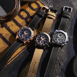 MEGIR Brown and Black Leather 24mm Watch Strap Bracelet Belt