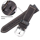 Sleek Cowhide Leather Watchband with Polished Screw-In Buckle, Available in 4 Colors and Sizes 20mm, 22mm, 24mm, 26mm for Men and Women