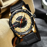 CURREN Men's Luxury Fashion Quartz Wristwatch with Leather Strap, Casual Business Style, Luminous Hands, Male Clock Accessory