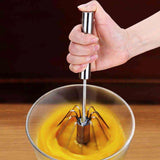 Self-Turning Semi-Automatic Egg Beater: 304 Stainless Steel Mixer for Effortless Cream Stirring and Whisking