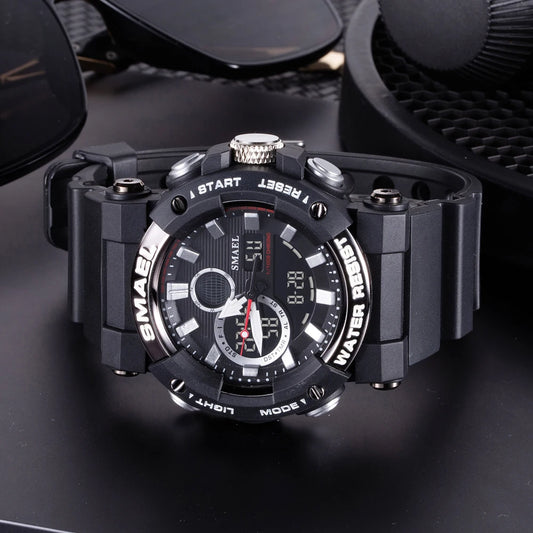 Men's Sports Watch – Digital Waterproof Timepiece from a Top Luxury Brand with Dual Display and Military Features