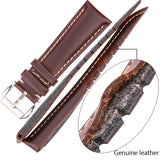 Handcrafted Vintage Leather Watchbands – Genuine Calfskin Straps in Black and Dark Brown, Available in 18mm to 24mm Sizes with Pin Buckle