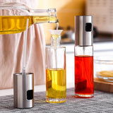 Stainless Steel Nozzle Oil Spray Bottle: Glass Container for Baking Oil, Vinegar, BBQ Marinades, and Gravy