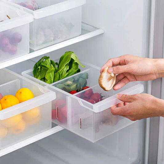 Refrigerator Food Storage Container: Transparent Plastic Box for Keeping Food, Fruit, and Eggs Fresh in the Kitchen