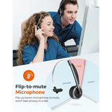 Mpow M5 Pro Wireless Headset with Charging Dock, Bluetooth 5.0, Microphone, for PC Laptop Office Call Center, 18 Hours of Talk Time