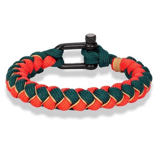 Men's U-Shape Survival Bracelet – Handwoven Reverse Scale Rope with Black Stainless Steel Sport Buckle