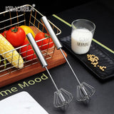 Self-Turning Semi-Automatic Egg Beater: 304 Stainless Steel Mixer for Effortless Cream Stirring and Whisking