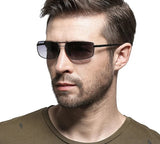 Premium Rectangular Polarized Sunglasses for Men: Luxurious Rimless Design with Ultra-Light TR90 Frame, Ideal for Driving and as Stylish Eyeglasses